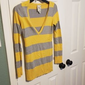 Mustard yellow and gray long sleeved shirt